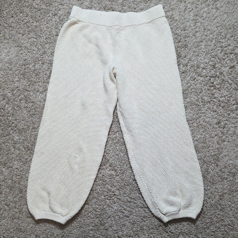 FP Beach (FREE PEOPLE) Elegant Cream Knit Women's Capris, WIDE LEG, CALYPSO, med